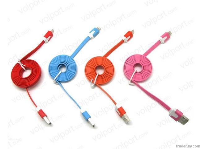 Colorful 8Pin Lightning Flat USB Cable for iPhone 5 Cord