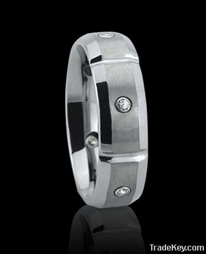 Domed Brushed tungsten rings mens