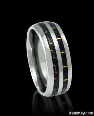 8mm white carbon fiber tungsten ring