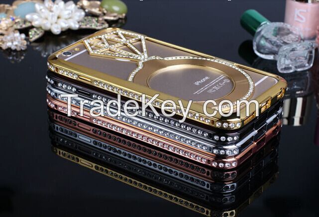 Metal Bumper + Diamond Ring Cover Bling Phone Case For iPhone 6