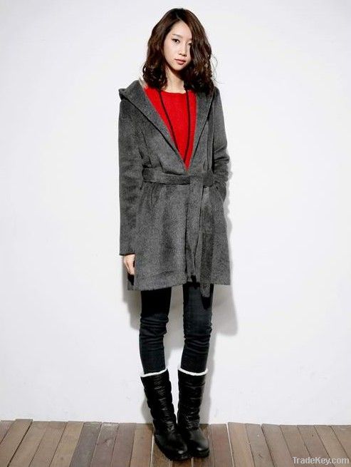 Fashion Velvet Hooded Solid Long Sleeve Women Coats