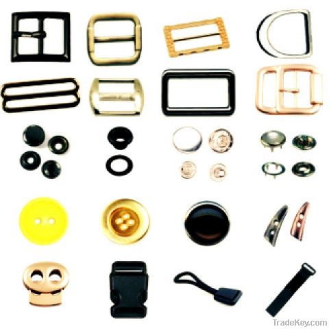 button, buckle, others (label, badge, hook and loop)