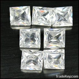 AAAAA white Princss cut cubic zirconia gemstones beads