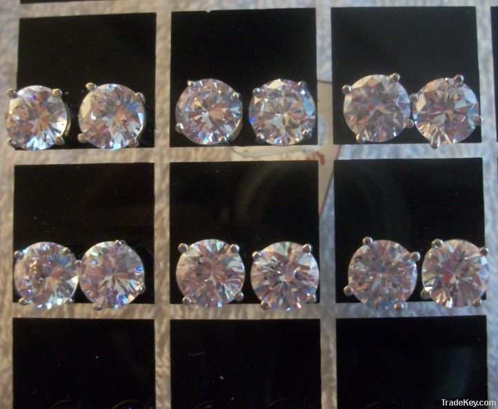 925 Silver earrings with zircon gemstones inlaid