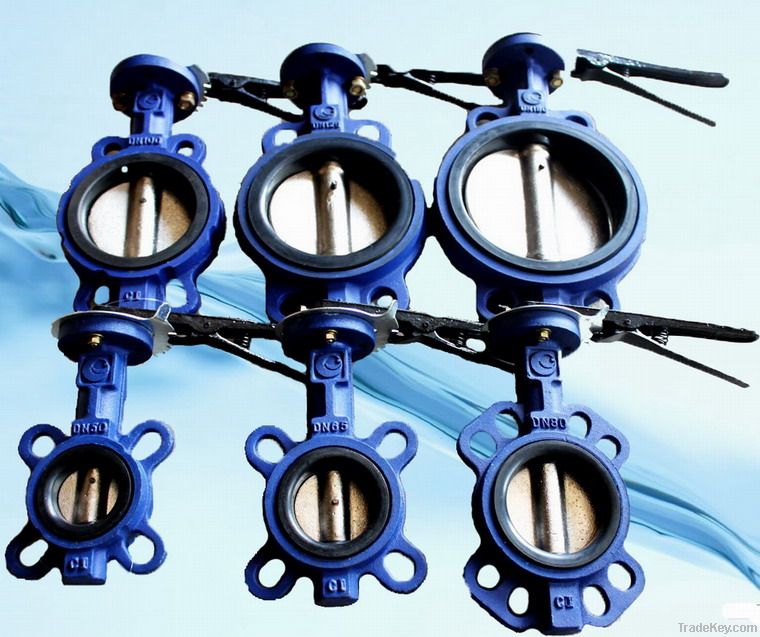 Wafer type EPDM lined soft sealing butterfly valve