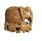 Wooden Carved Family Elephant