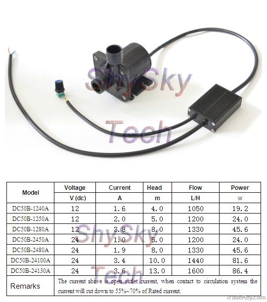 Powerful Micro DC Submersible Pump DC50B 2phase or 3phase Max Head 13m