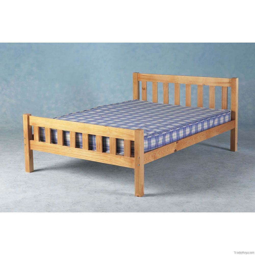 pine wood double bed
