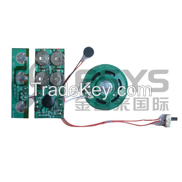 Custom sound recording module for greeting cards