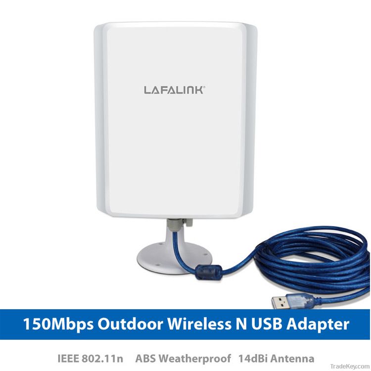 150Mbps Outdoor High Power Wireless USB Adapter with 14dBi antenna