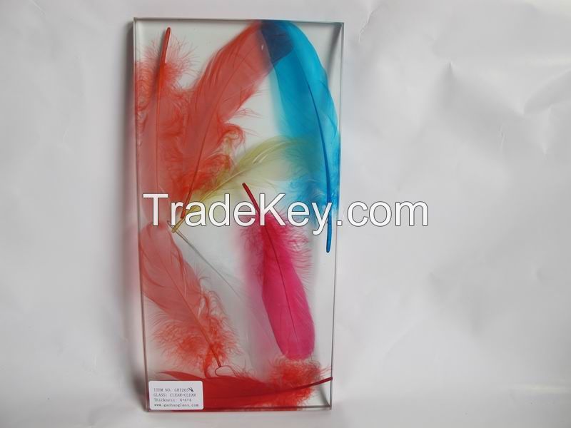 Poured Resin Silk Painted Coloured Organic Laminated Glass