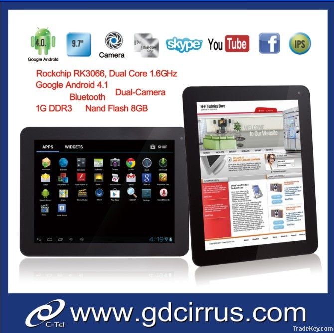9.7 inch Android 4.1 Dual-Camera Bluetooth Tablet PC