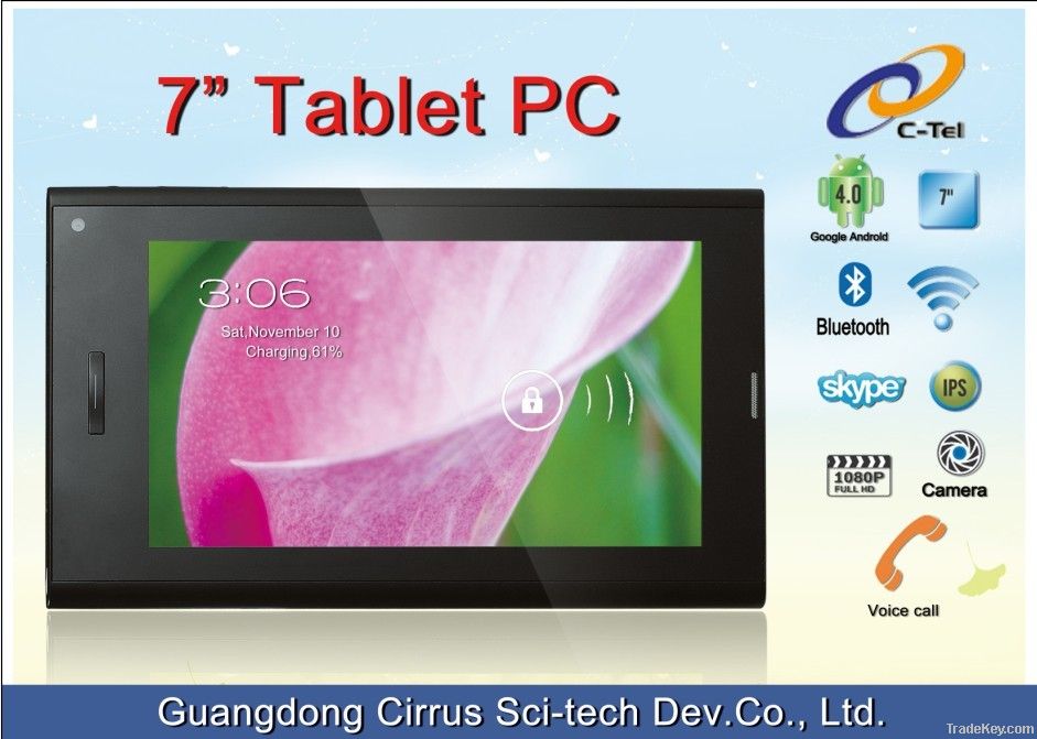 3G Call 7inch Android 4.0 Memory 512MB Tablet PC