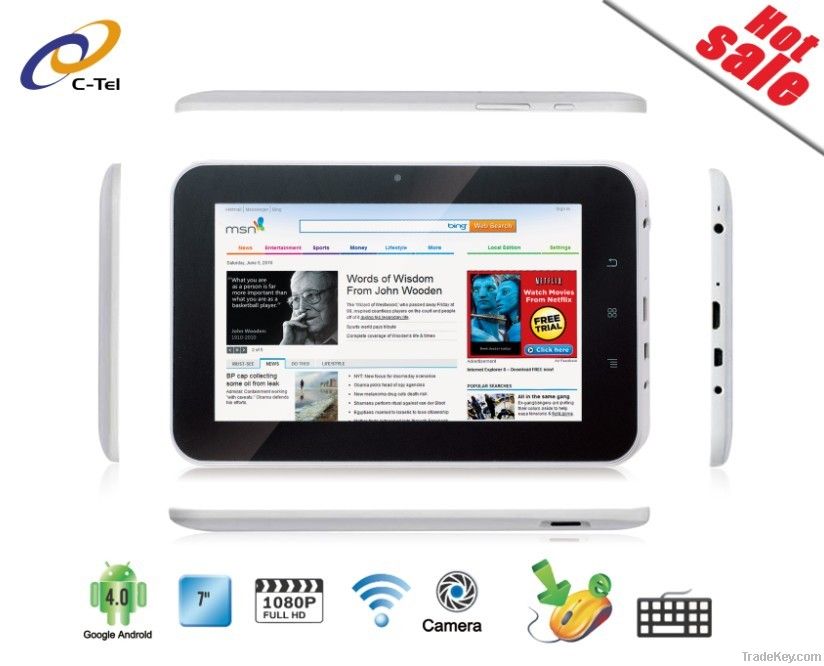7 inches tablet PC TFT LCD touch capacitance screen Android 4.0