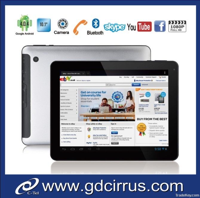 Brand new 10.1 inch Andrord 4.0.4 tablet pc Built-in 3 g Bluetooth