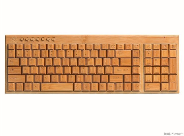 wireless bamboo keyboard  100% full wireless  keyboard , 2.4G