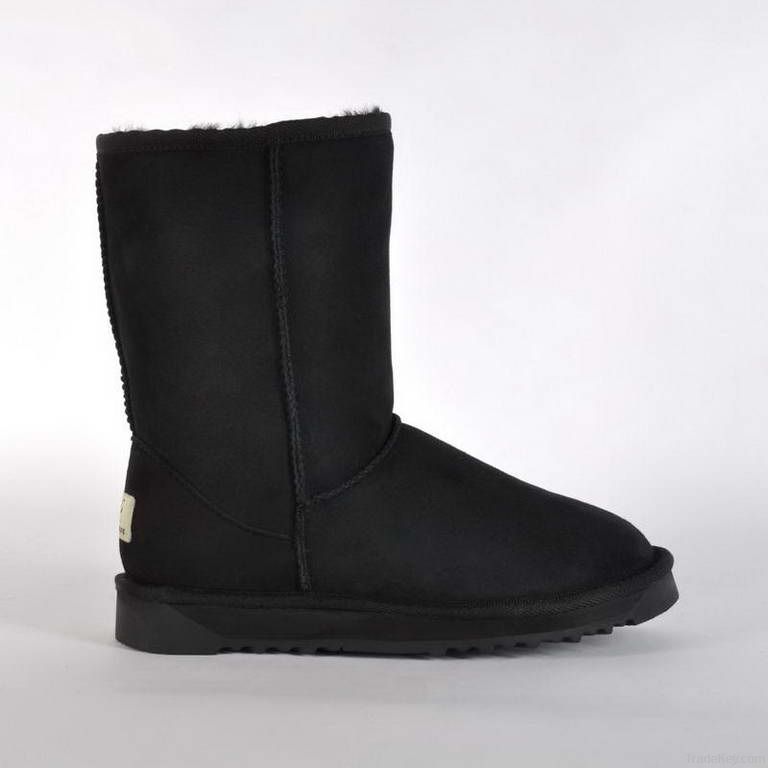 Classic Short Black sheepskin Boots, snow boot