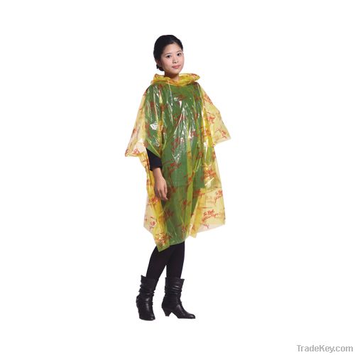 Disposable  Adult Emergency Rain Poncho Full Printed