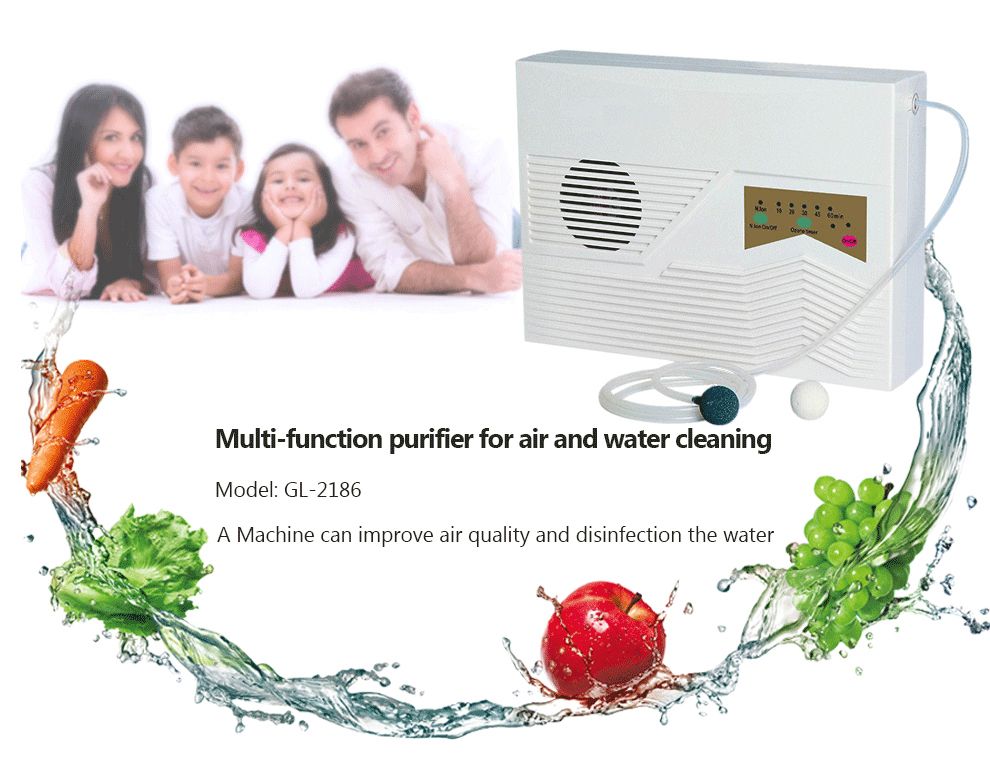Ozonator anion air and water purifier with remote control