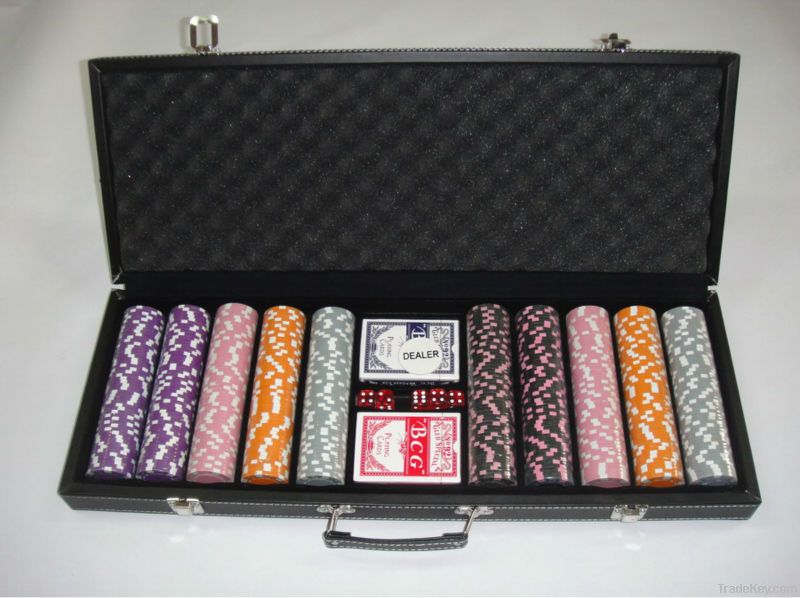 300PCS Poker Chip Set Aluminum Case In Crystal Acrylic Case