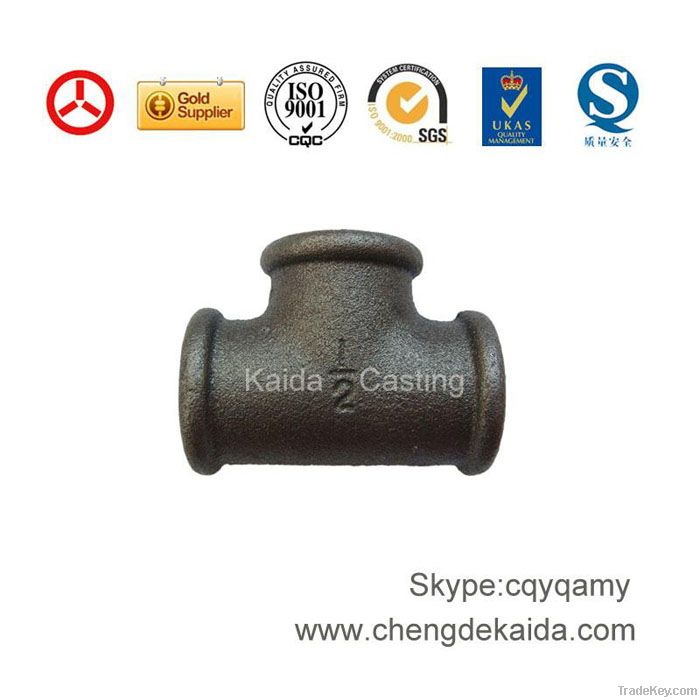 Tee- Malleable iron pipe fitting ISO, SGS, UL