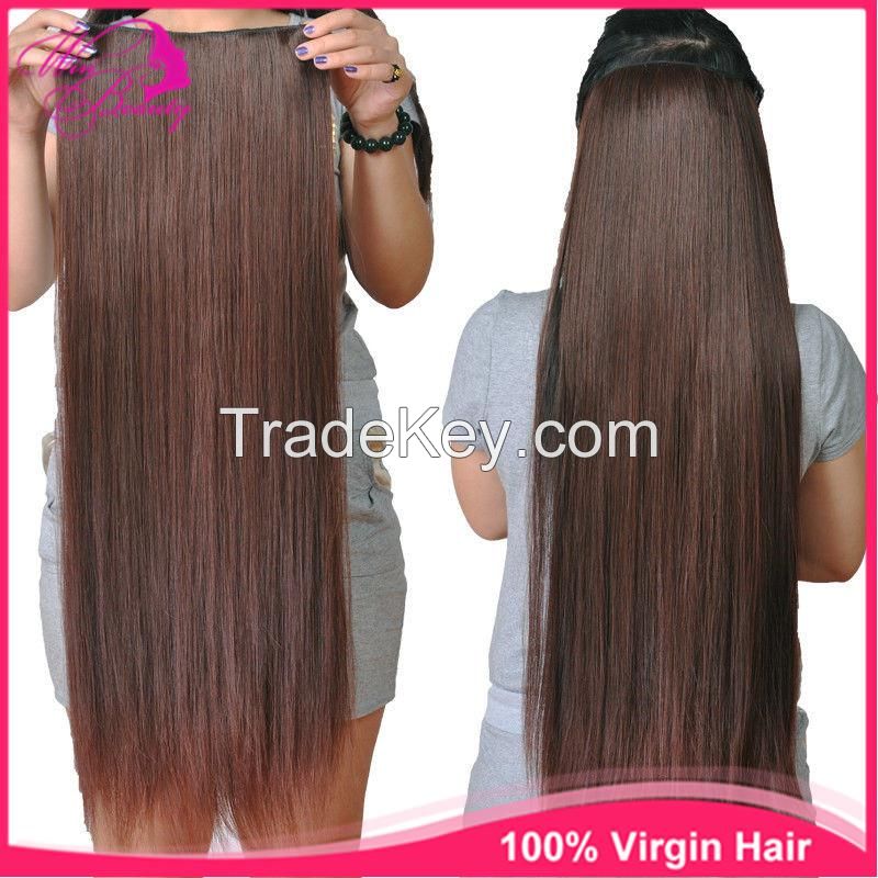 Full Head One Piece 100g Clip In Yaki Remy Human ponytail Hair Extensions Hair pieces