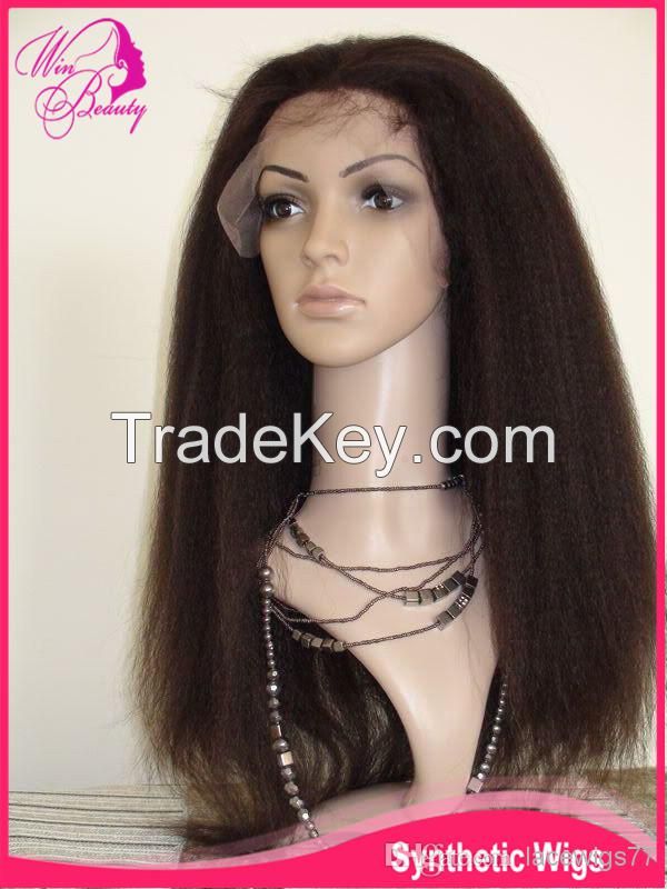 Kinky Straight Glueless Indian Remy Human Hair full lace wigs