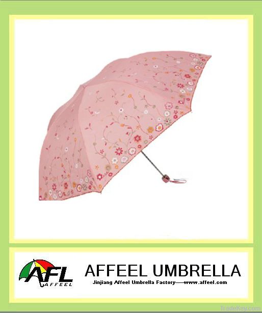 fashion flower uv-proof 3 folding female umbrella