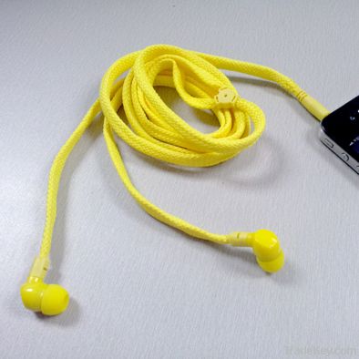 Tangle free sport shoe lace in-ear earphone with PMS color OEM pattern