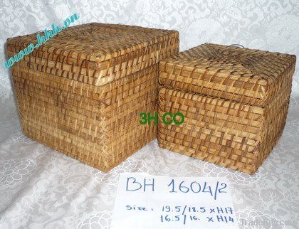 Rattan square boxes set of 2