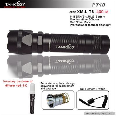 Cree T6 LED Tactical Flashlight with Remote Switch for Hunting