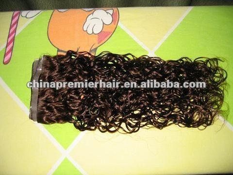 top quality Indian remy hair 1#,1B#,2#,4# 10"-26" virgin indian natural curly machine weft hair