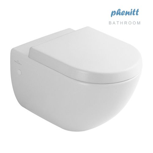 Phenitt Wall Mounted Toilet Pan with Slow Close Toilet Seat