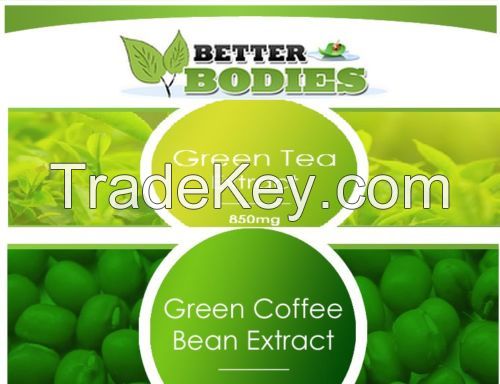 30 Green coffee bean extract &amp; 30 green tea cleanse diet slimming fat burn pills