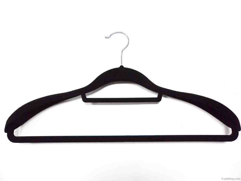 Flocked Non slip hanger with shoulder pads