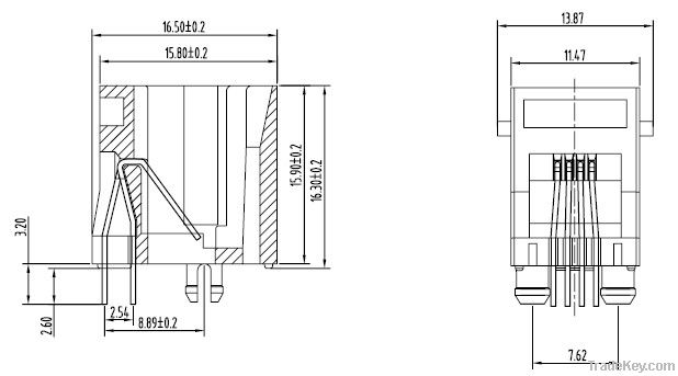 rj45 connector with 90 degree