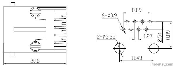 unshield rj45 connector with 8p8c