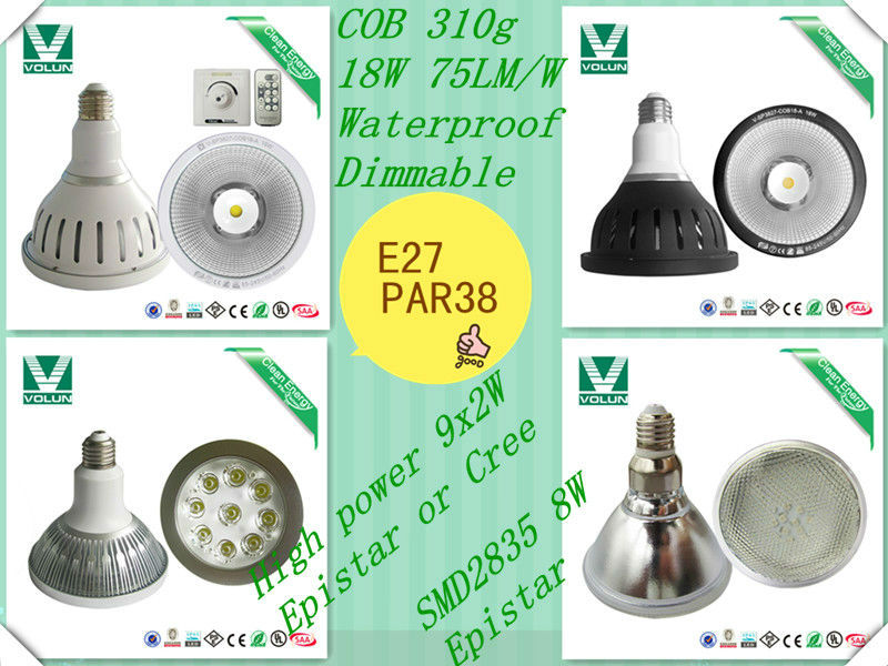 UL SAA PSE Certificate E26 12W 18W COB Par38 E27 Waterproof LED Spotlight 