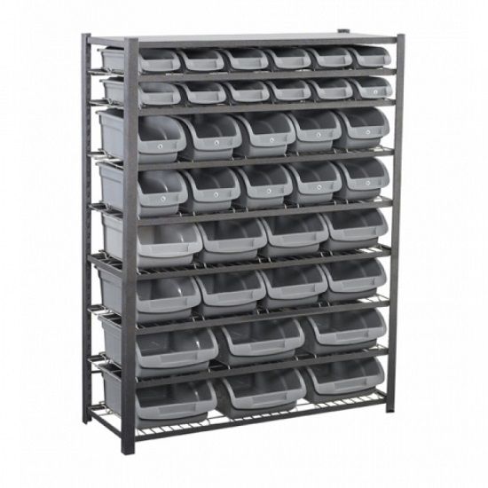 36 BIN SHELVING UNIT Black Powder Coated Metal Industrial Storage Shelf Rack NEW