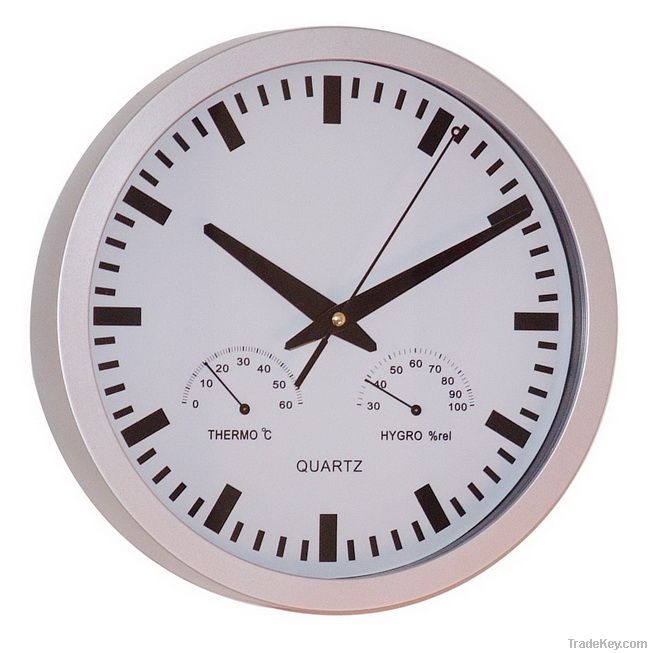 aluminum wall clock promotional wall clock with weather station metal