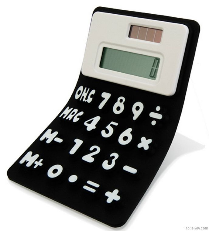 promotional silicone solar/dual powered calculator 8 digits
