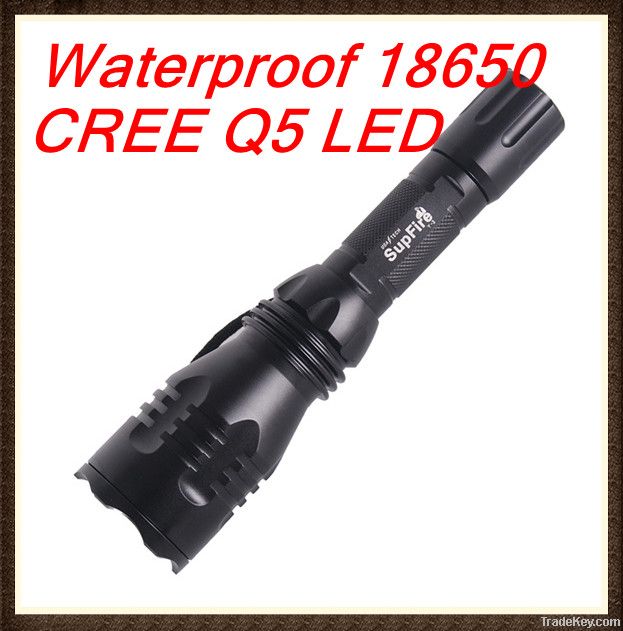Waterproof 18650 Rechargeable flashlight Metal CREE Q5 LED flashlight