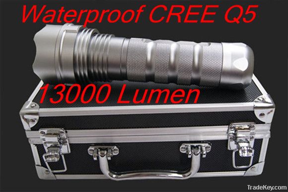 Waterproof 18650 Rechargeable Metal CREE Q5 LED high power flashlight