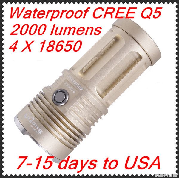 Rechargeable Matel Bright Waterproof 18650 CREE XM-L T6 flashlight