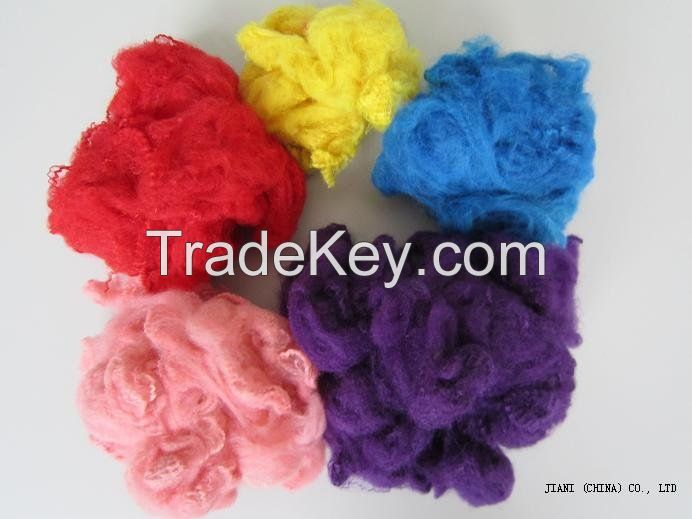 recycled dyed polyester staple fiber for manufacturing non woven needle punched synthetic carpet