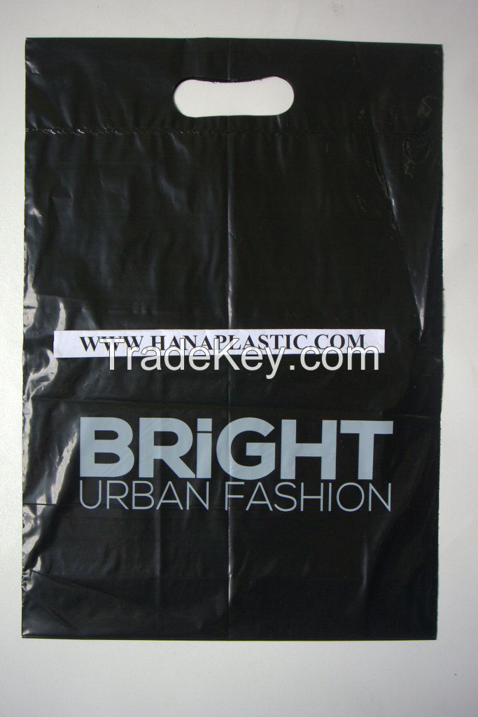 Printed die cut plastic bag