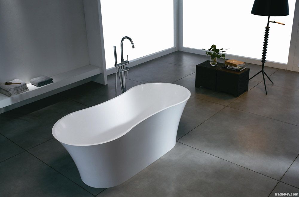 Luxury Solider Surface Bathtub Contemporary Modern Bathtub, Free-stand