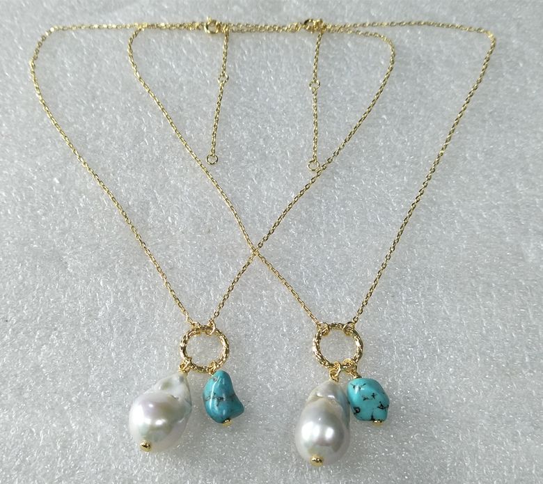 Baroque Pearl Turquoise Necklace