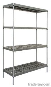 Manufacturer of  polymer shelves  with galvanized powder coated post