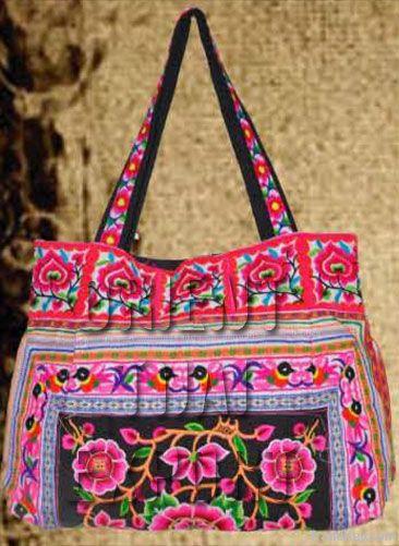 Hmong Ethnic handmade bag vintage thailand.Embroidery purse Boho tote